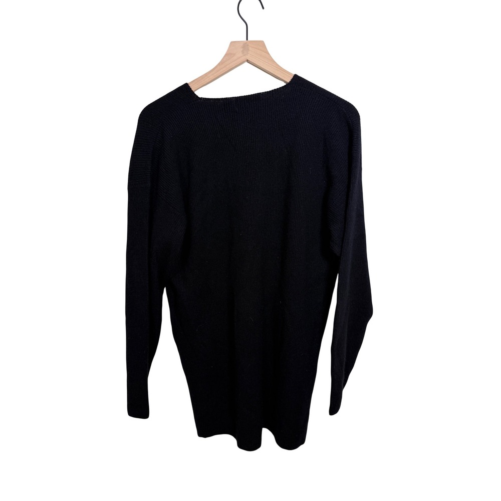 Vintage Charter Club Jane Justin 100% Cashmere Black V-Neck Tunic Sweater - Picture 2 of 4